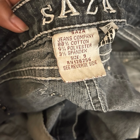 Y2k Gyaru Lowrise SAZA Bling Denim Shorts (Size 9) - Picture 3 of 8